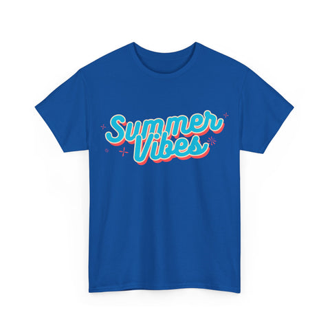 Summer Vibes Unisex Heavy Cotton Tee, Casual Summer Shirt, Beachwear, Gift for Friends, Vacation Essential, Fun Tee