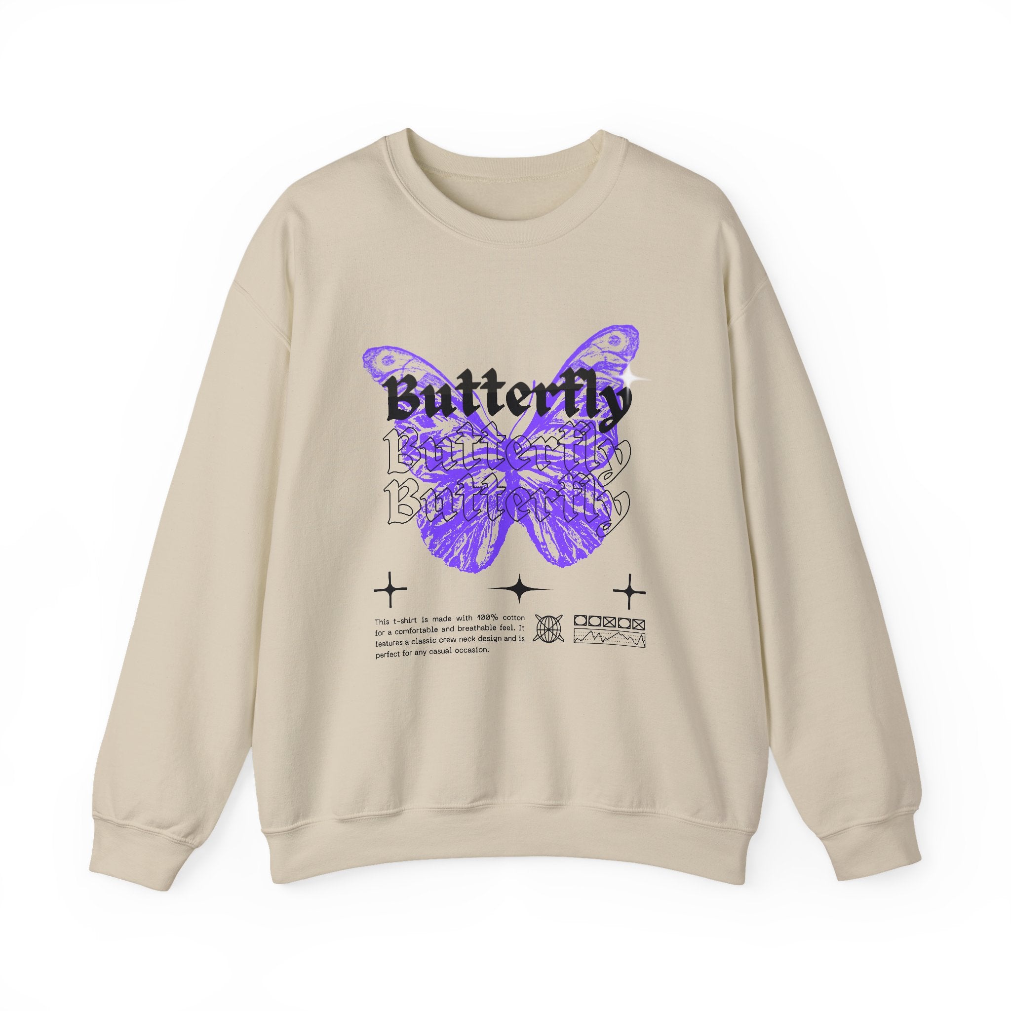 Butterfly Graphic Crewneck Sweatshirt, Unisex Sweatshirt, Cozy,Streetwear Fashion, Spring Wardrobe Essential, Butterfly Lover's Gift