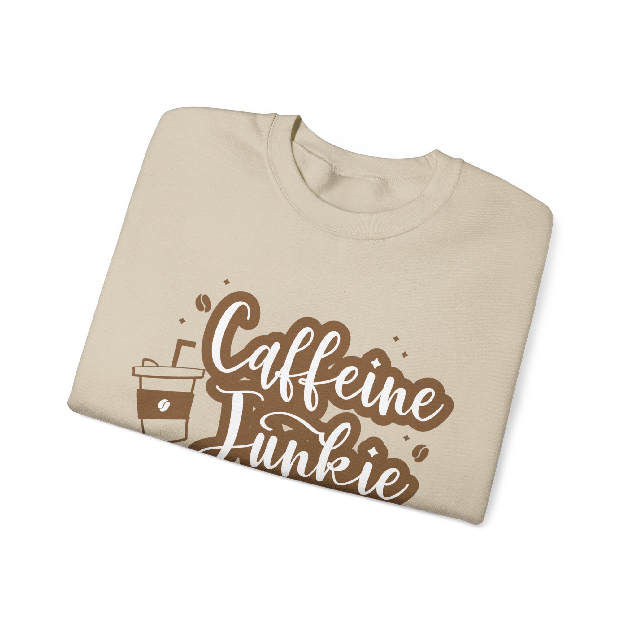 Caffeine Junkie Crewneck Sweatshirt | Cozy Gift for Coffee Lovers, Perfect for Fall, Everyday Wear, Casual Style, Gift for Her
