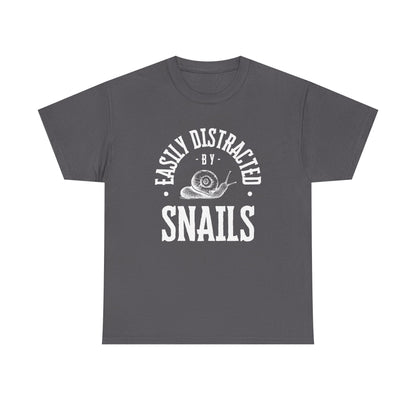 Easily Distracted by Snails Tee, Funny Snail Shirt, Unisex Graphic Tee, Gift for Snail Lovers, Nature Humor Tee, Casual Wear