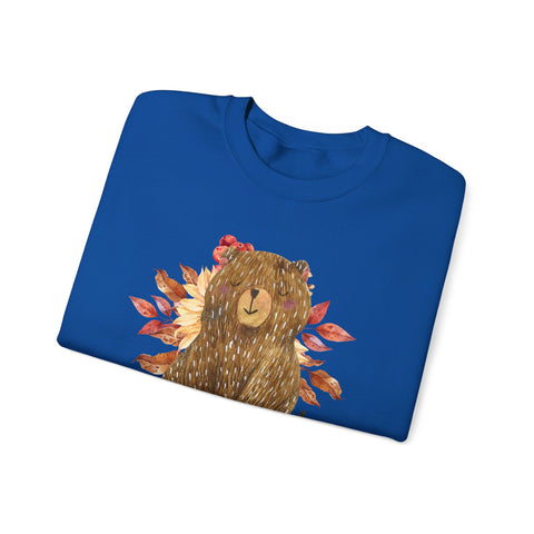 Cozy Bear Sweatshirt for Autumn, Unisex Crewneck with Fall Vibes, Ideal for Thanksgiving, Casual Wear