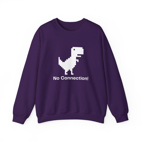Funny Dinosaur No Connection Sweatshirt, Unisex Crewneck, Gamers Gift, Perfect for Tech Lovers and Online Students, Birthday Gift, Everyday