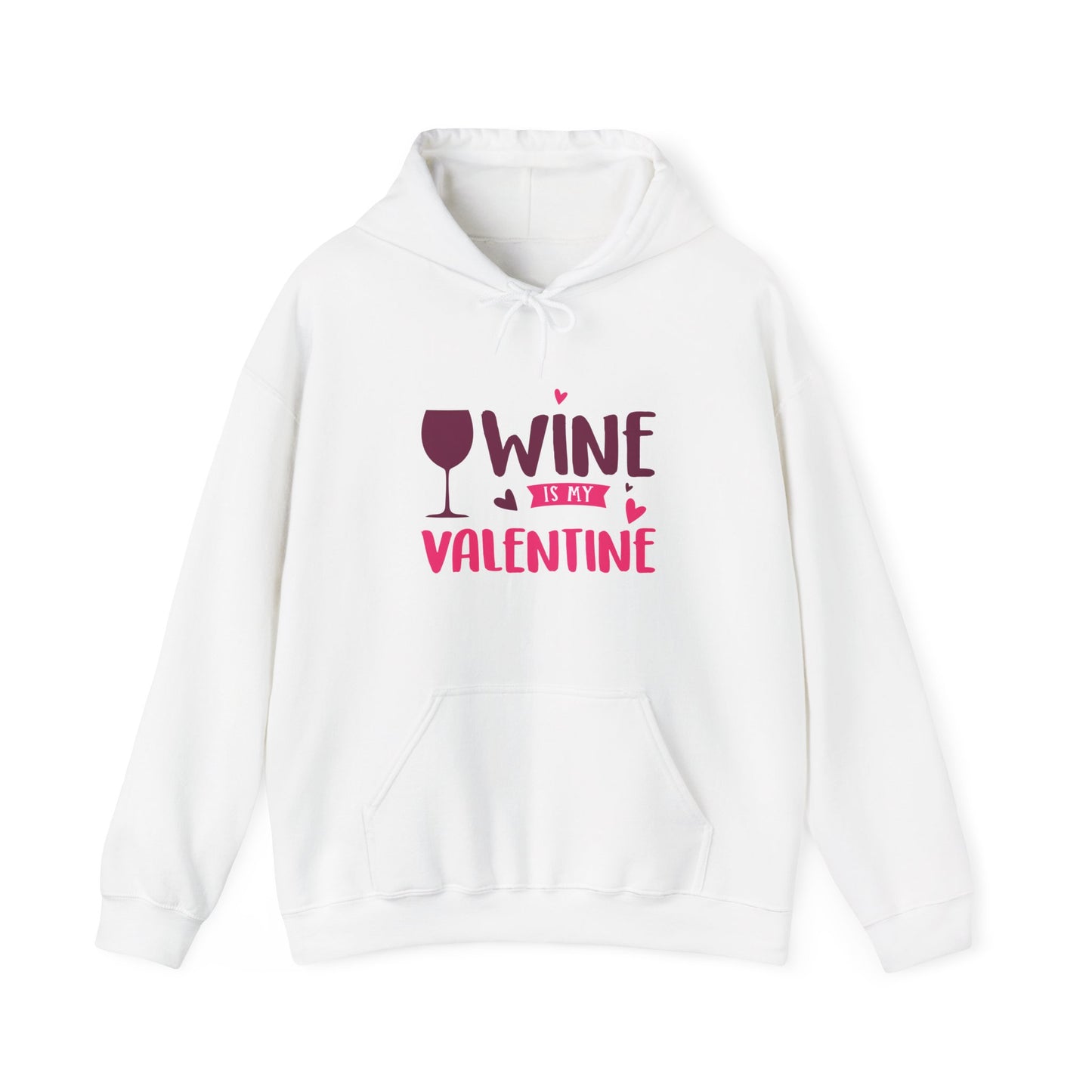 Wine Is My Valentine Hoodie, Cozy Valentine's Day Sweatshirt for Wine Lovers, Great Gift for Girlfriends, Cute Couple Apparel, Love Themed