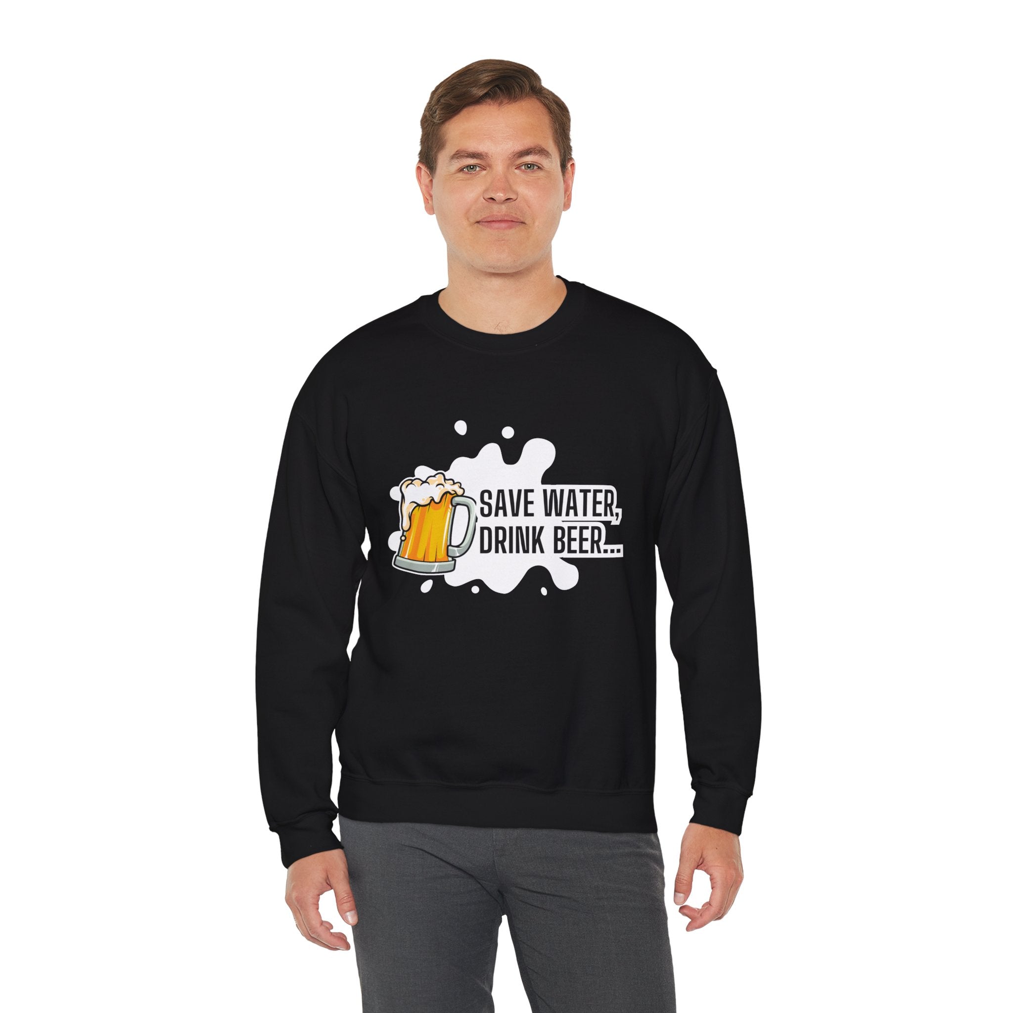 Humorous Beer Lover Sweatshirt, Save Water Drink Beer Crewneck, Gift for Beer Enthusiasts, Men's & Women's Apparel, Funny Drinking Top