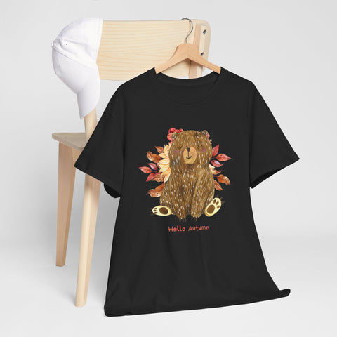 Cozy Autumn Bear Tee, Perfect for Fall Celebrations, Casual Wear, Unisex Cotton T-Shirt, Cute Autumn Apparel