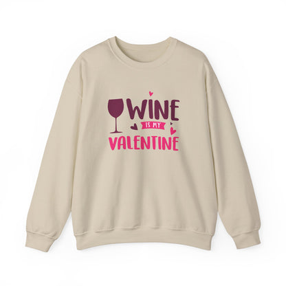 Wine is My Valentine Sweatshirt | Cozy Valentine's Day Gift, Cute Couples Apparel, Funny Wine Lover Sweater, Unisex Crewneck