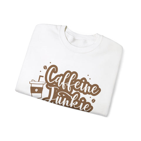 Caffeine Junkie Crewneck Sweatshirt | Cozy Gift for Coffee Lovers, Perfect for Fall, Everyday Wear, Casual Style, Gift for Her