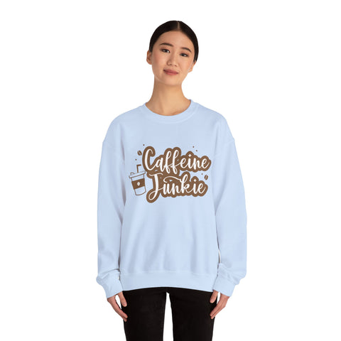 Caffeine Junkie Crewneck Sweatshirt | Cozy Gift for Coffee Lovers, Perfect for Fall, Everyday Wear, Casual Style, Gift for Her