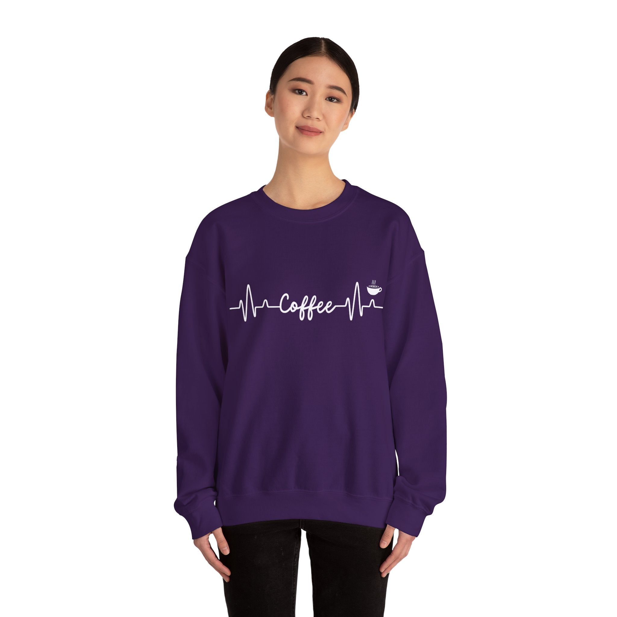 Coffee Heartbeat Crewneck Sweatshirt, Cozy Gift for Coffee Lovers, Unisex Pullover, Casual Wear, Perfect for Gifting