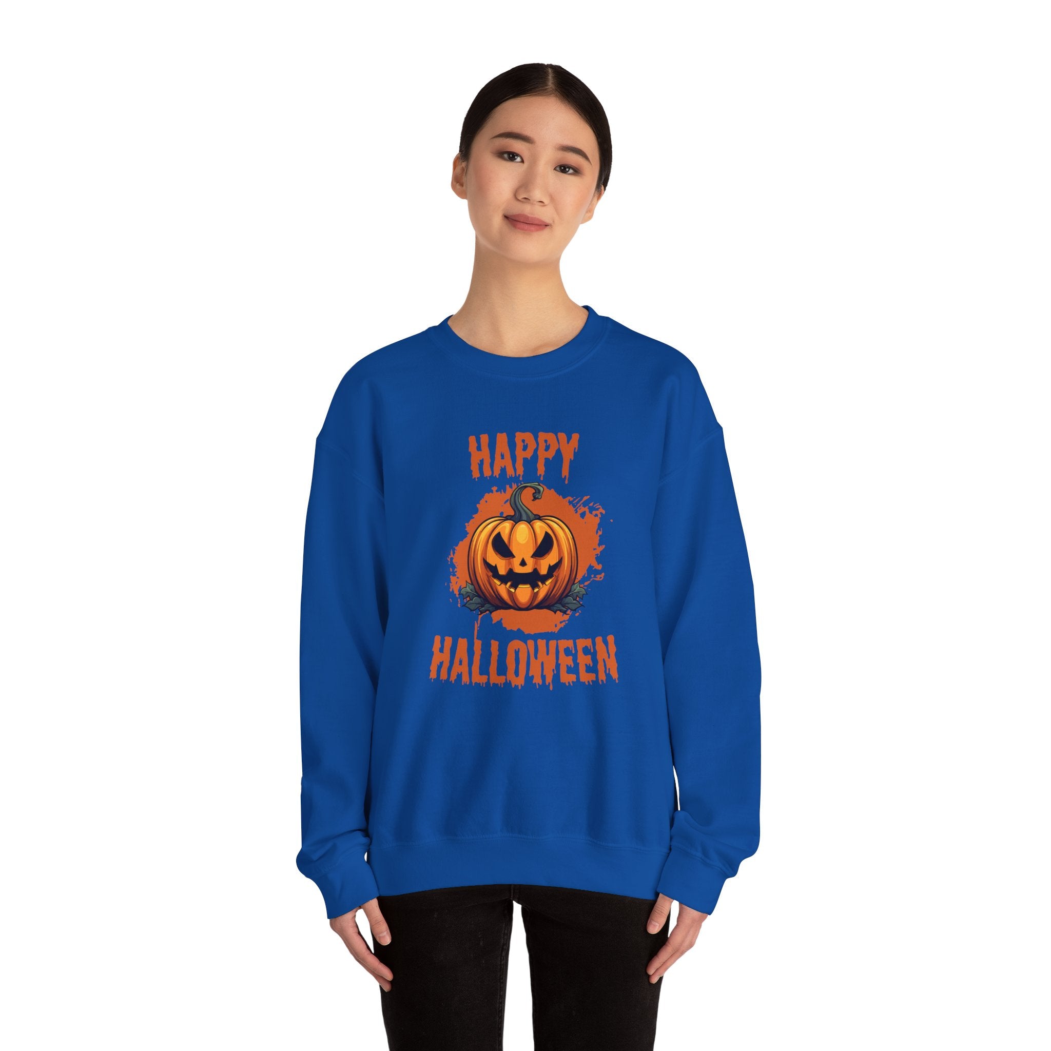Halloween Pumpkin Crewneck Sweatshirt, Cozy Fall Sweater for Halloween, Unisex Sweatshirt, October Celebration Apparel