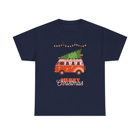 Merry Christmas Unisex Heavy Cotton Tee, Retro Holiday Shirt, Christmas Gift, Cute Tee, Festive Apparel, Winter Outfit