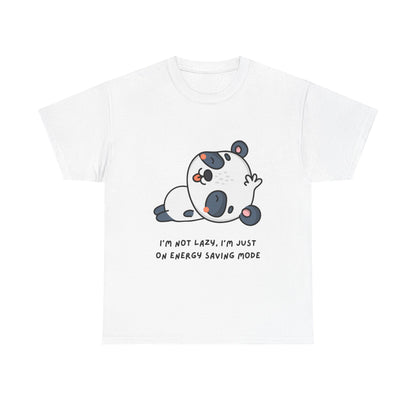 Cute Panda Energy Saving Mode Tee, Funny Graphic Shirt, Unisex Cotton T-Shirt, Perfect Gift for Animal Lovers, Casual Wear, Birthday Gift