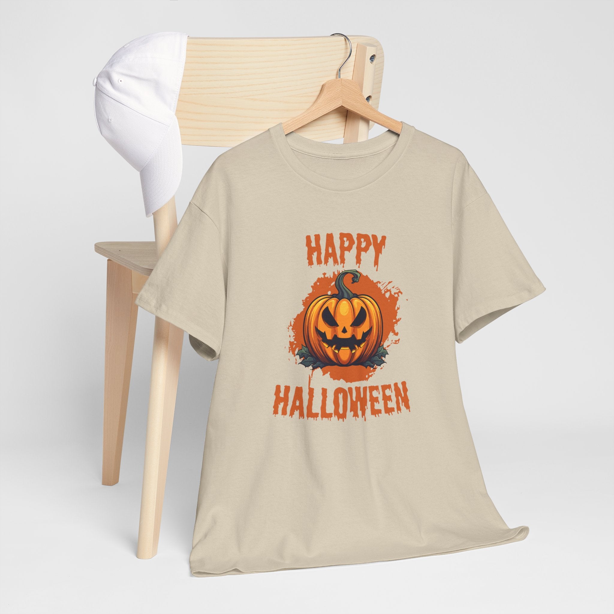 Halloween Unisex Heavy Cotton Tee, Spooky Pumpkin Graphic, Fall Festival Shirt, Halloween Party Top, Casual Autumn Apparel