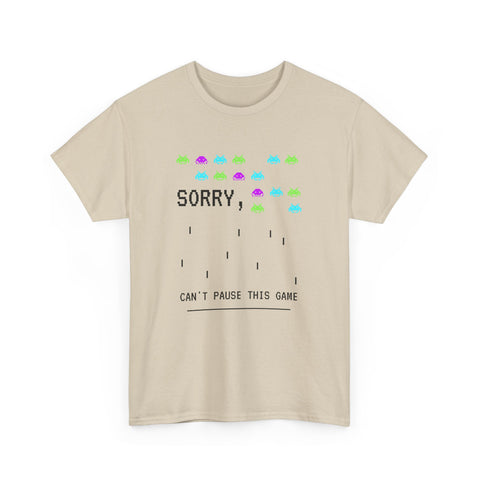 Retro Gamer Unisex Heavy Cotton Tee, Sorry Can't Pause This Game Shirt, Casual Wear T-Shirt, Fun Gaming Tee