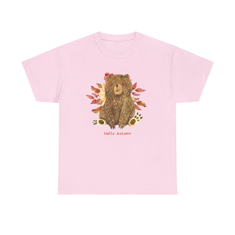 Cozy Autumn Bear Tee, Perfect for Fall Celebrations, Casual Wear, Unisex Cotton T-Shirt, Cute Autumn Apparel