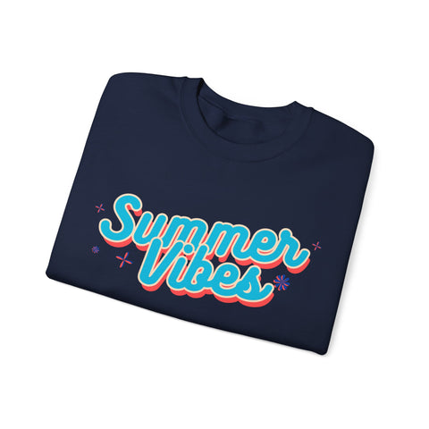 Retro Summer Vibes Crewneck Sweatshirt, Cozy Unisex Pullover, Perfect for Pool Parties, Beach Days, Summer Festivals, Gift Idea
