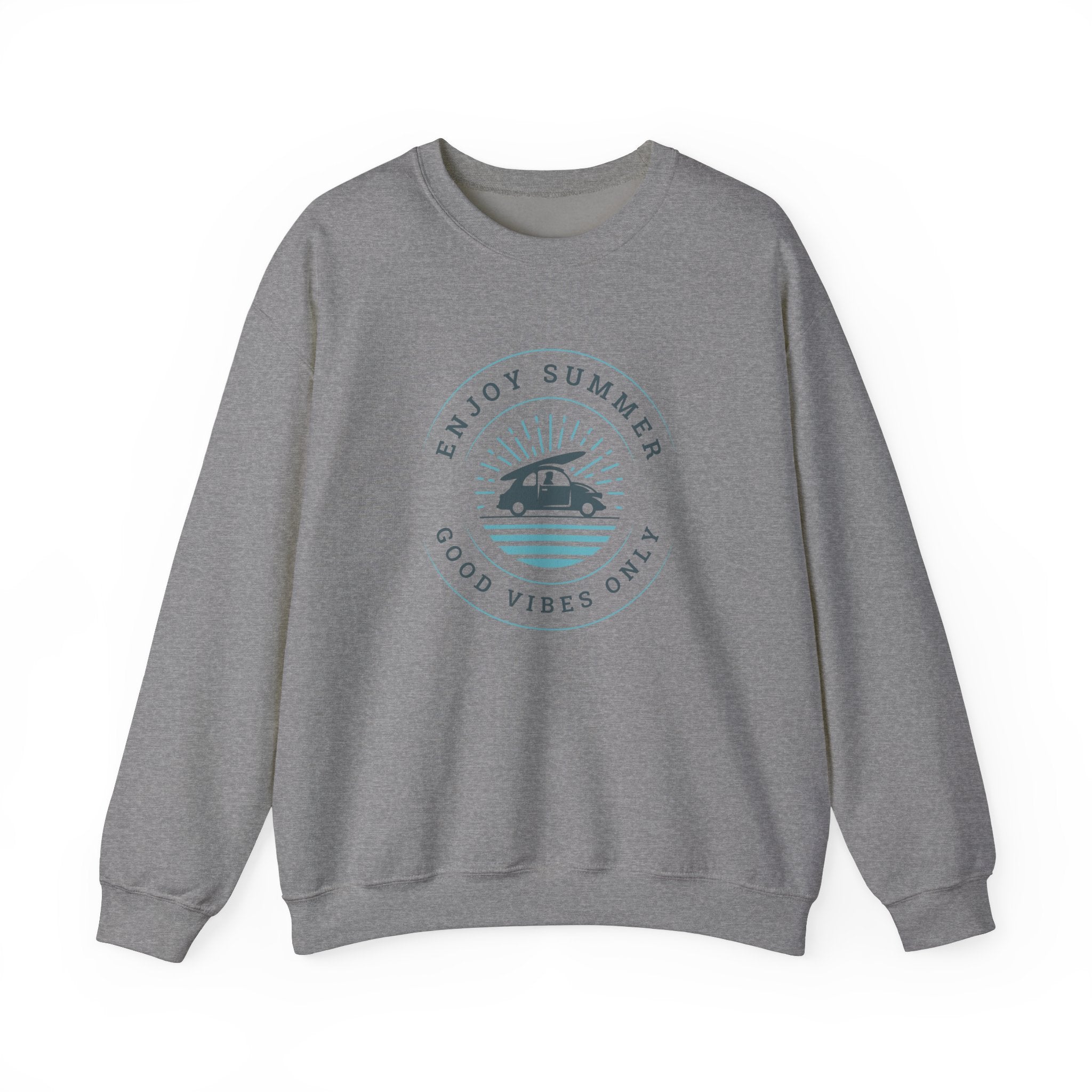 Enjoy Summer Good Vibes Crewneck Sweatshirt, Unisex Summer Apparel, Casual Layering, Beach Day Outfit, Gift for Travel Lovers