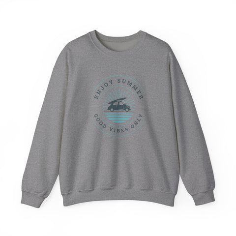 Enjoy Summer Good Vibes Crewneck Sweatshirt, Unisex Summer Apparel, Casual Layering, Beach Day Outfit, Gift for Travel Lovers