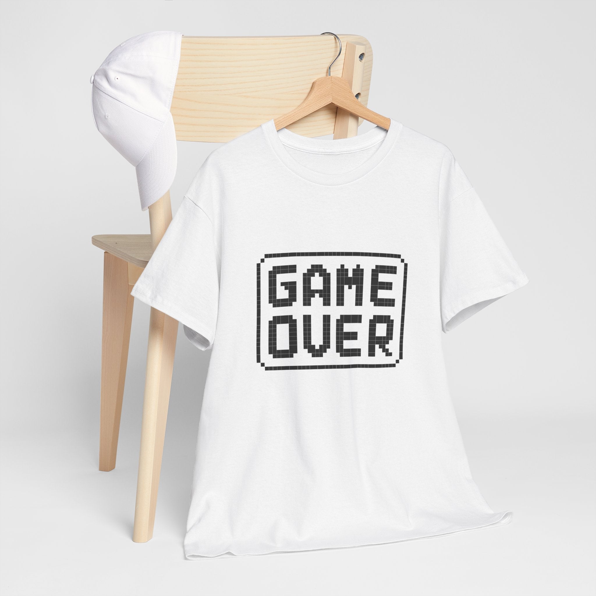 Game Over Unisex Heavy Cotton Tee, Retro Gamer Shirt, Video Game T-Shirt, Casual Gaming Apparel