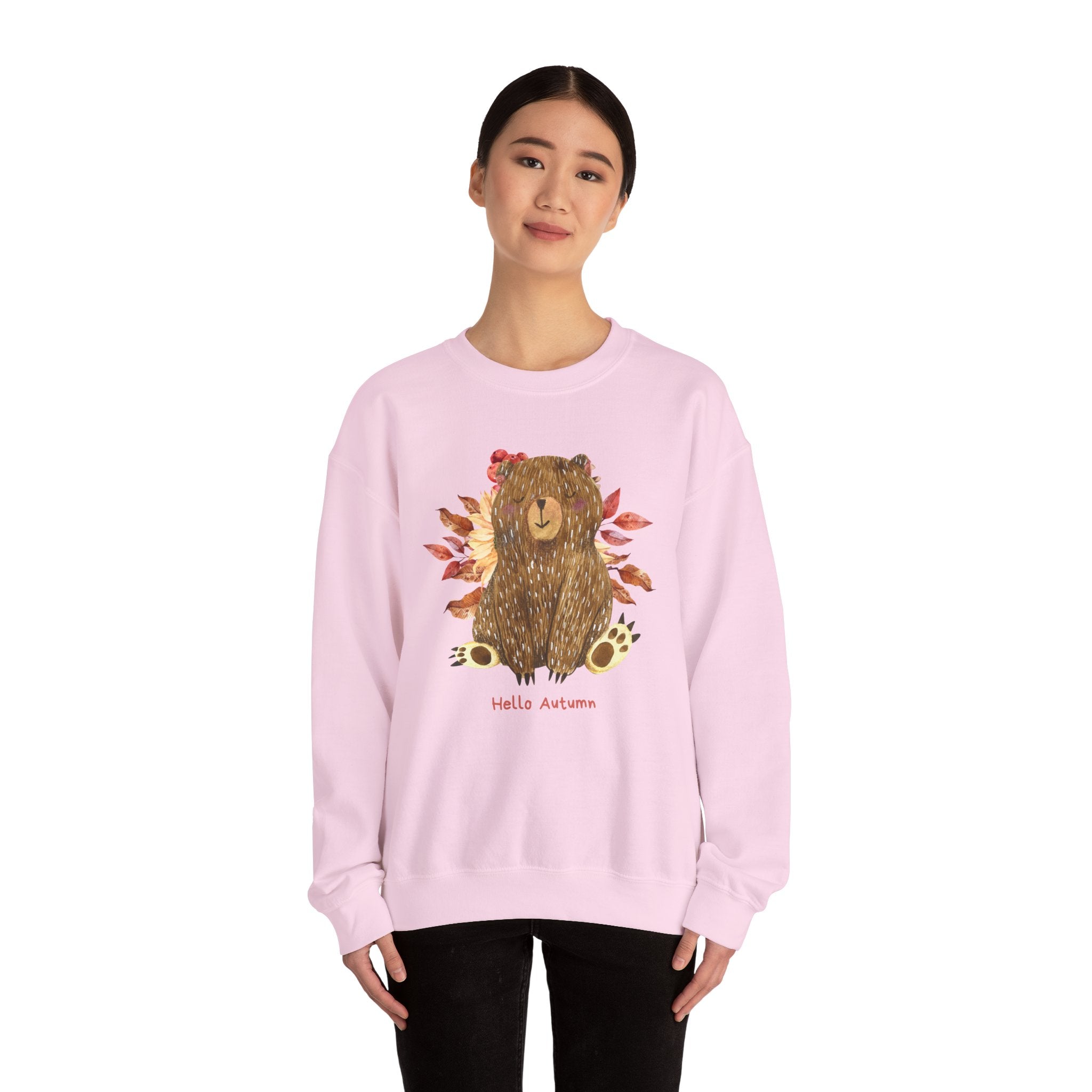 Cozy Bear Sweatshirt for Autumn, Unisex Crewneck with Fall Vibes, Ideal for Thanksgiving, Casual Wear