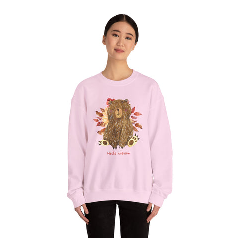Cozy Bear Sweatshirt for Autumn, Unisex Crewneck with Fall Vibes, Ideal for Thanksgiving, Casual Wear