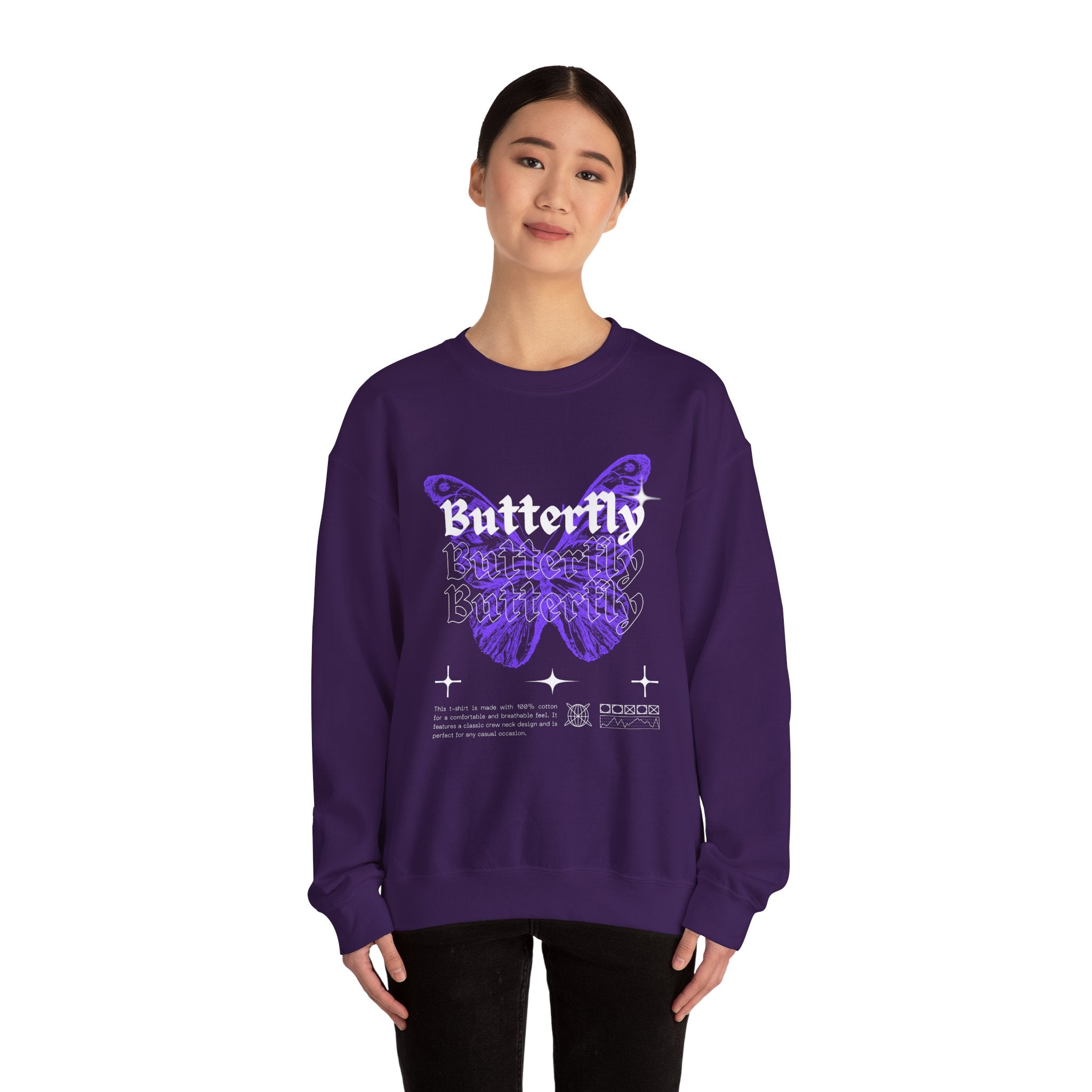 Butterfly Graphic Crewneck Sweatshirt, Unisex Sweatshirt, Cozy,Streetwear Fashion, Spring Wardrobe Essential, Butterfly Lover's Gift