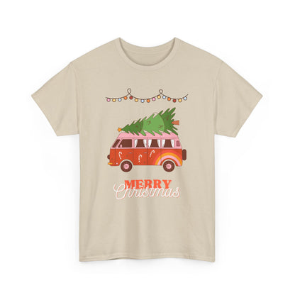 Merry Christmas Unisex Heavy Cotton Tee, Retro Holiday Shirt, Christmas Gift, Cute Tee, Festive Apparel, Winter Outfit