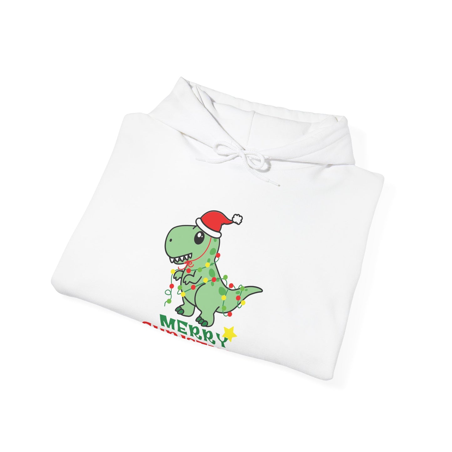 Dinosaur Christmas Hoodie, Merry Christmas Sweatshirt, Holiday Gift, Cute Dino Apparel, Unisex Pullover