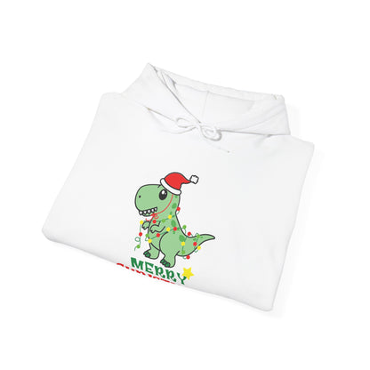 Dinosaur Christmas Hoodie, Merry Christmas Sweatshirt, Holiday Gift, Cute Dino Apparel, Unisex Pullover