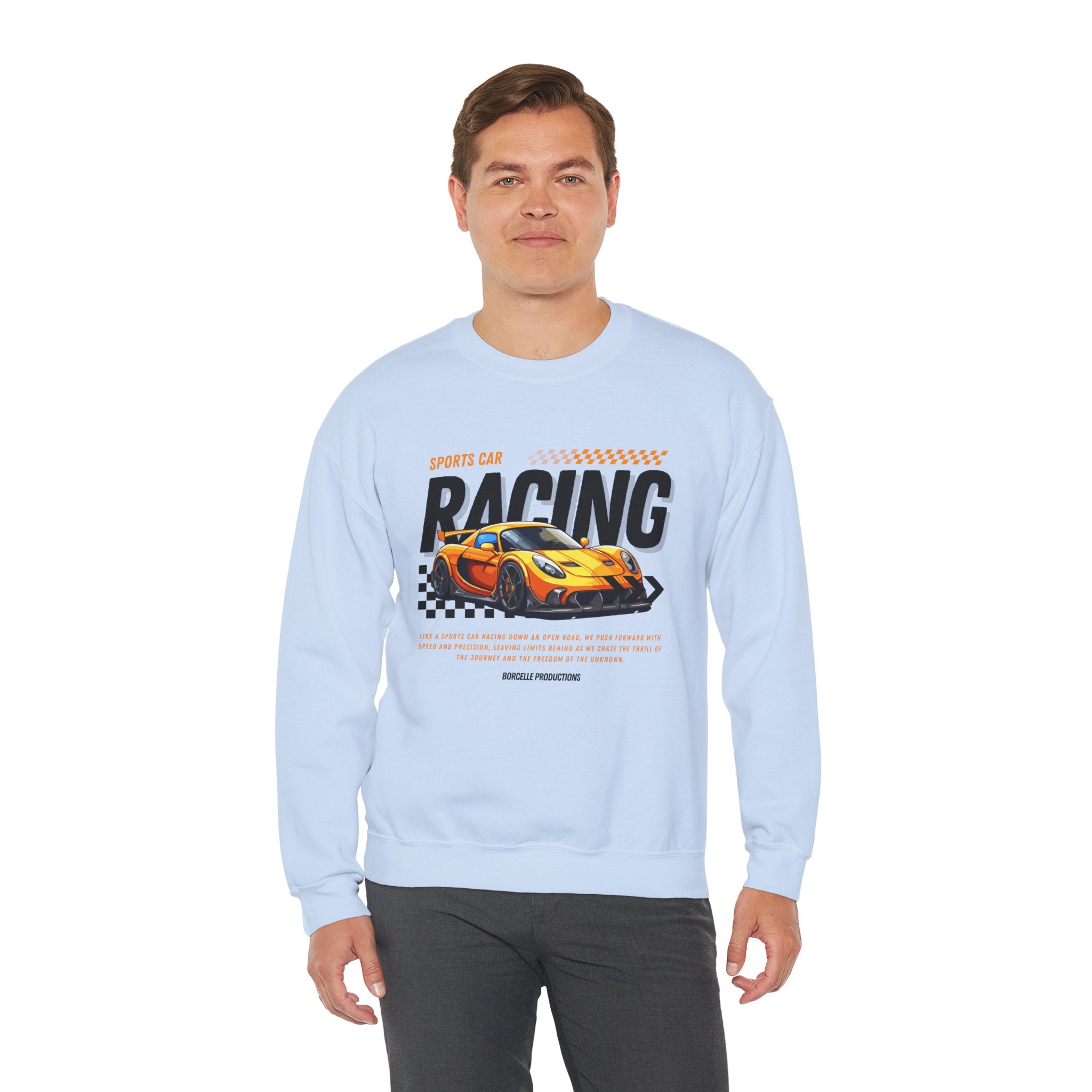 Sporty Racing Sweatshirt for Car Enthusiasts, Unisex Crewneck Pullover, Perfect for Racing Events, Casual Wear