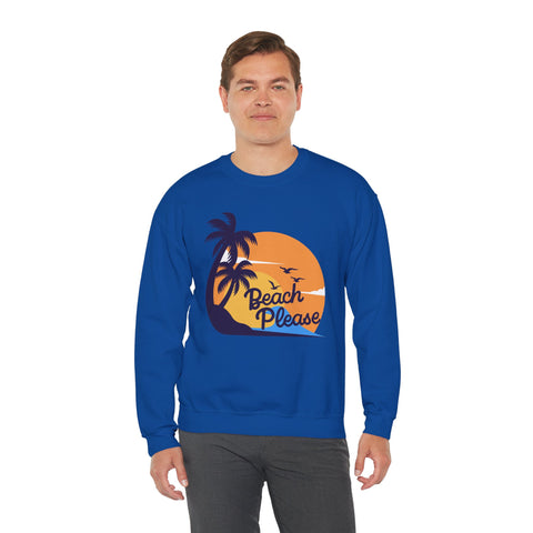 Beach Please Sweatshirt, Unisex Crewneck for Summer Vibes, Perfect for Vacations, Gifts, and Beach Days