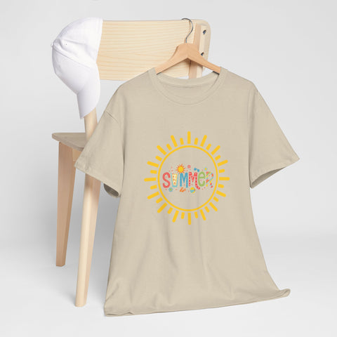 Summer Vibes Unisex Heavy Cotton Tee, Casual Summer Shirt, Retro Sunshine Tee