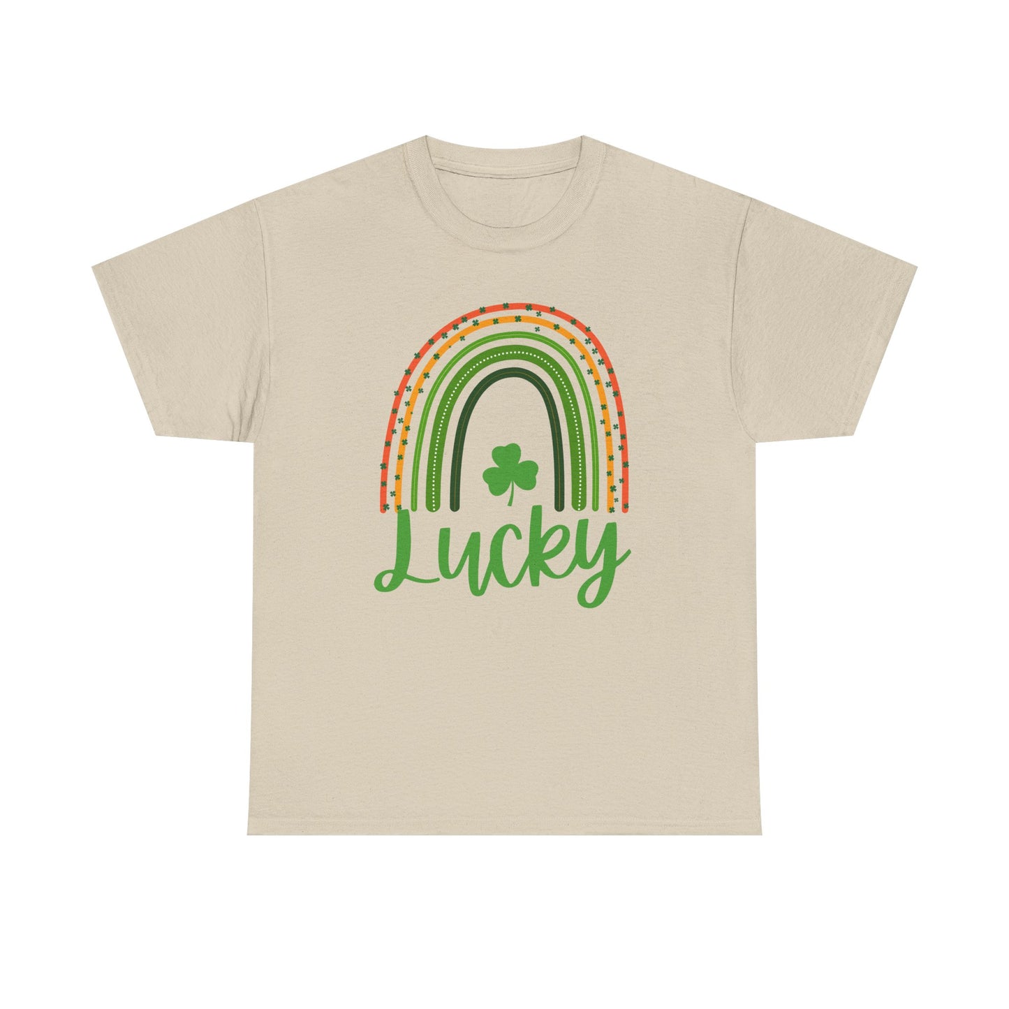 Lucky Rainbow Unisex Heavy Cotton Tee, St Patrick's Day Shirt, Gift for Friends, Everyday Tee, Casual Wear, Feel Good Fashion