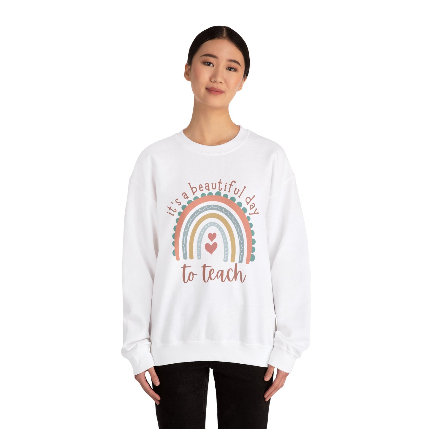 Rainbow Teacher Sweatshirt - Perfect Gift for Educators, Classroom Apparel, Cozy Style for Teachers, Back to School