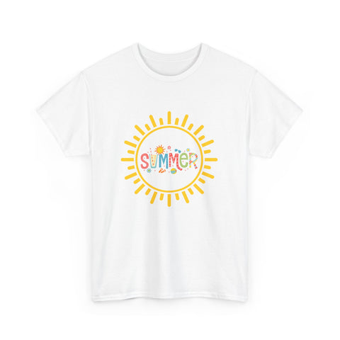 Summer Vibes Unisex Heavy Cotton Tee, Casual Summer Shirt, Retro Sunshine Tee