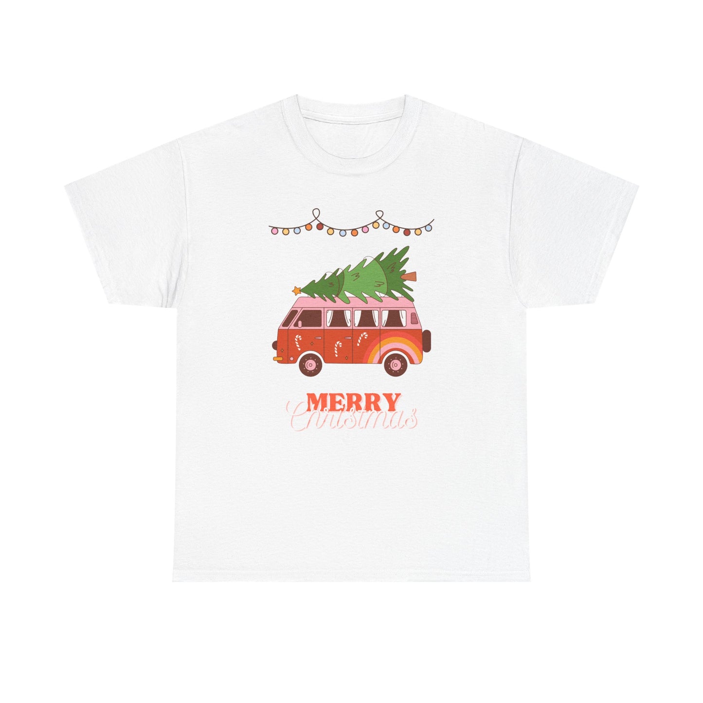 Merry Christmas Unisex Heavy Cotton Tee, Retro Holiday Shirt, Christmas Gift, Cute Tee, Festive Apparel, Winter Outfit