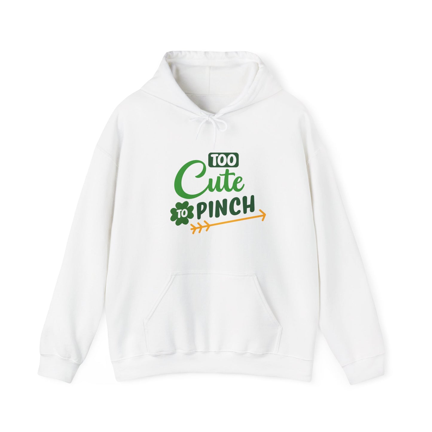 Too Cute to Pinch Hoodie Sweatshirt, Unisex St Patrick's Day Gift, Funny Teen's Pullover, Green Shamrock Jumper, Gift for Her