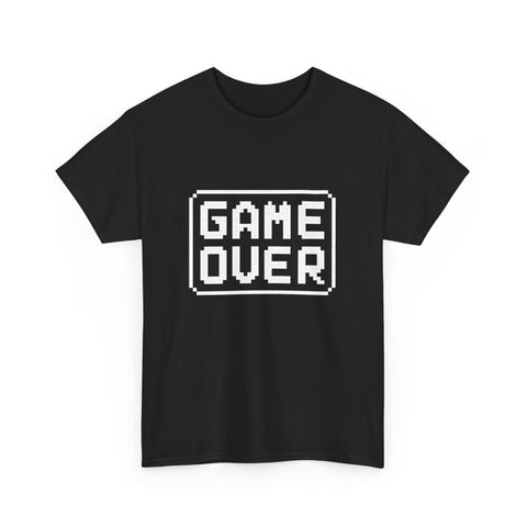 Game Over Unisex Heavy Cotton Tee, Retro Gamer Shirt, Video Game T-Shirt, Casual Gaming Apparel