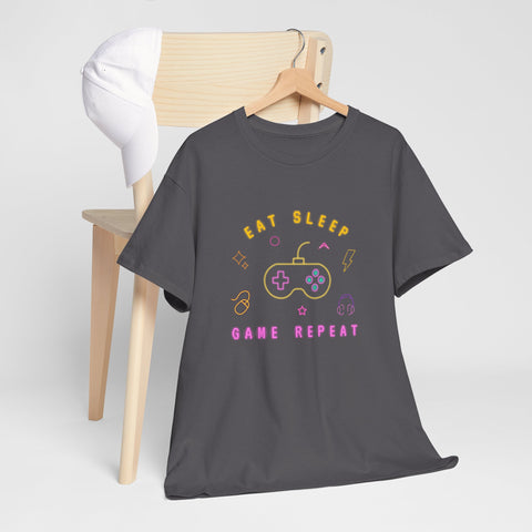 Gamer Vibes Unisex Tee - Eat Sleep Game Repeat, Video Game Shirt, Casual Wear, Gift for Gamers, Gaming Merchandise