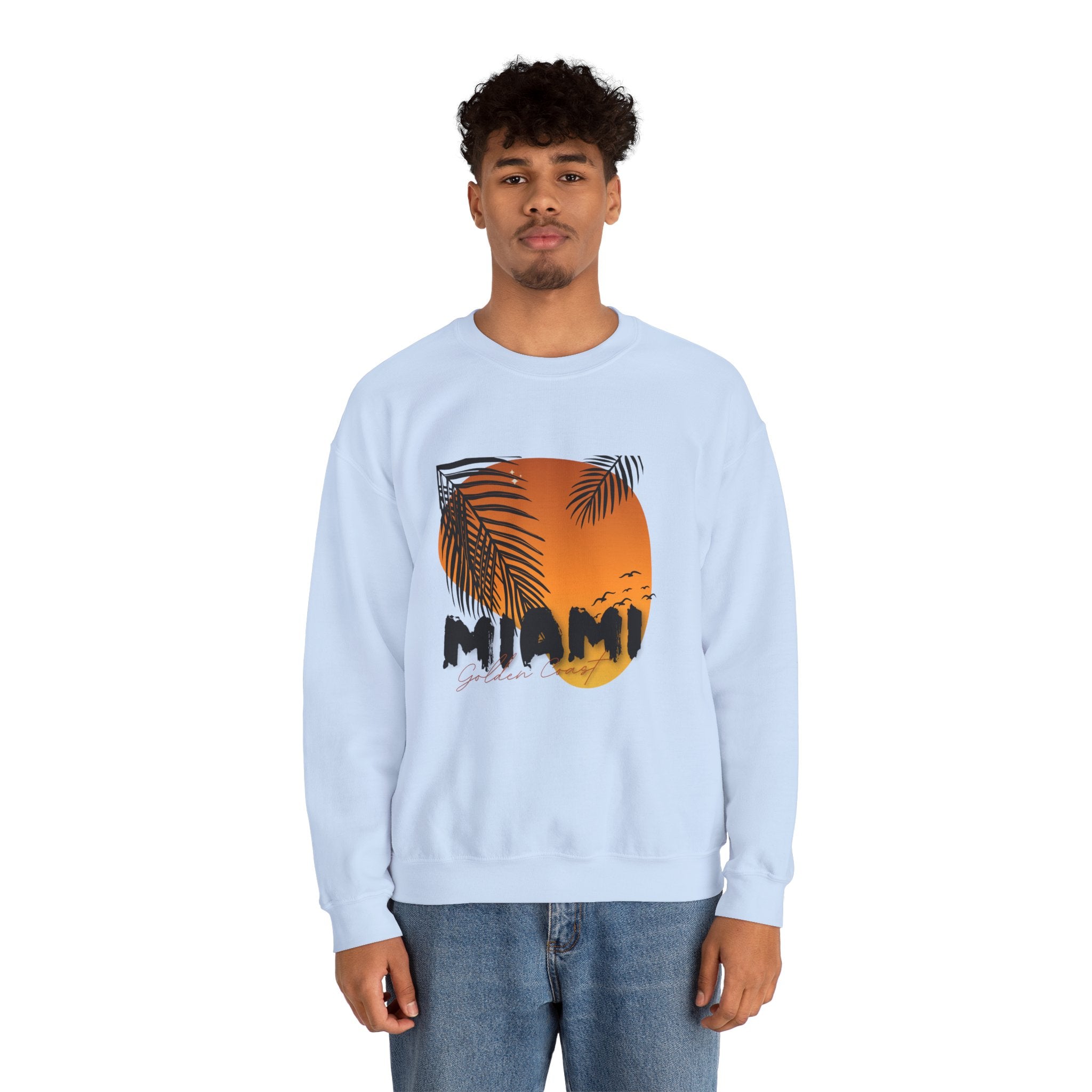 Miami Sunset Crewneck Sweatshirt, Beach Vibes Apparel, Unisex Casual Wear, Summer Fashion