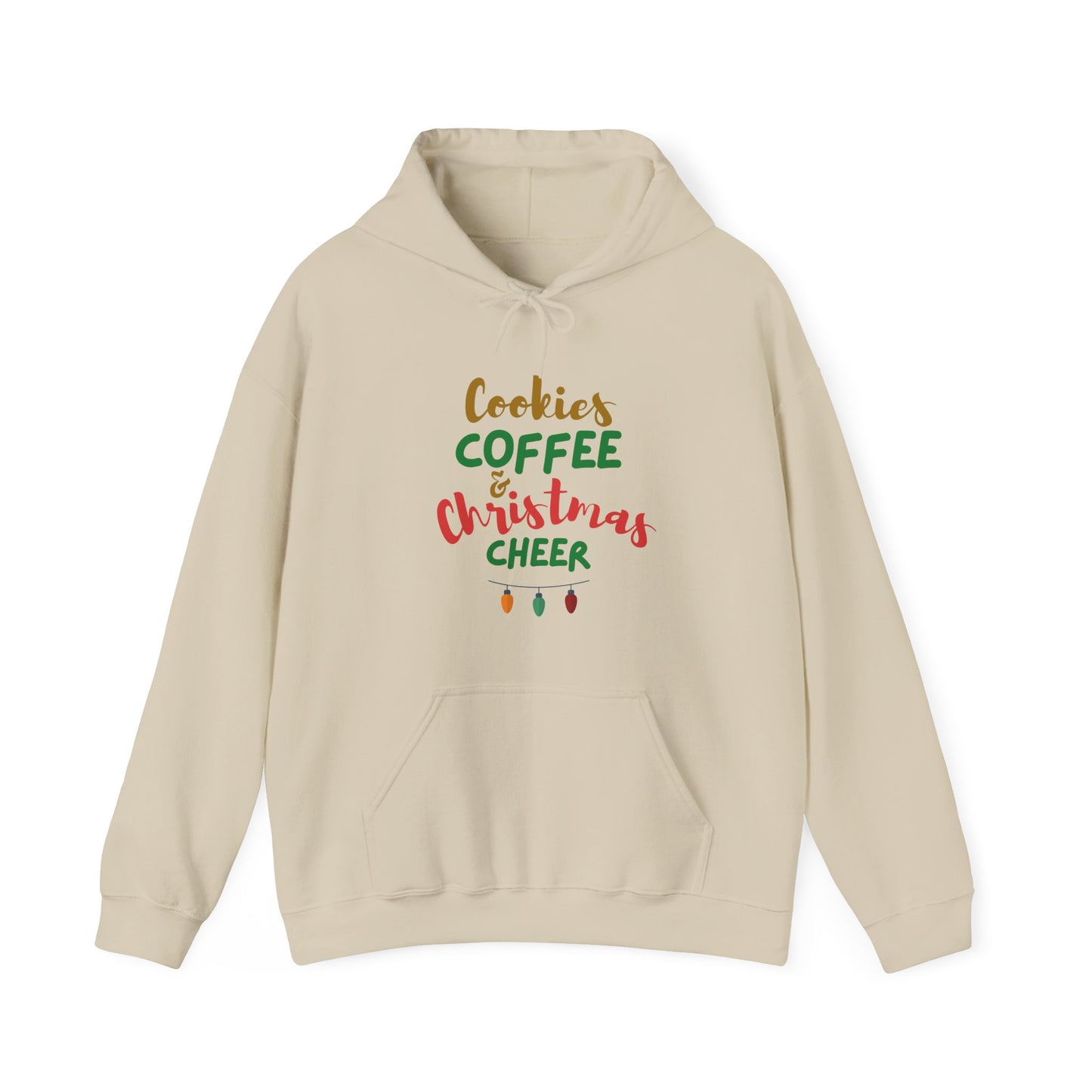 Cookies Coffee & Christmas Cheer Hoodie, Holiday Sweatshirt, Winter Apparel, Cozy Gift, Seasonal Wear, Festive Fashion