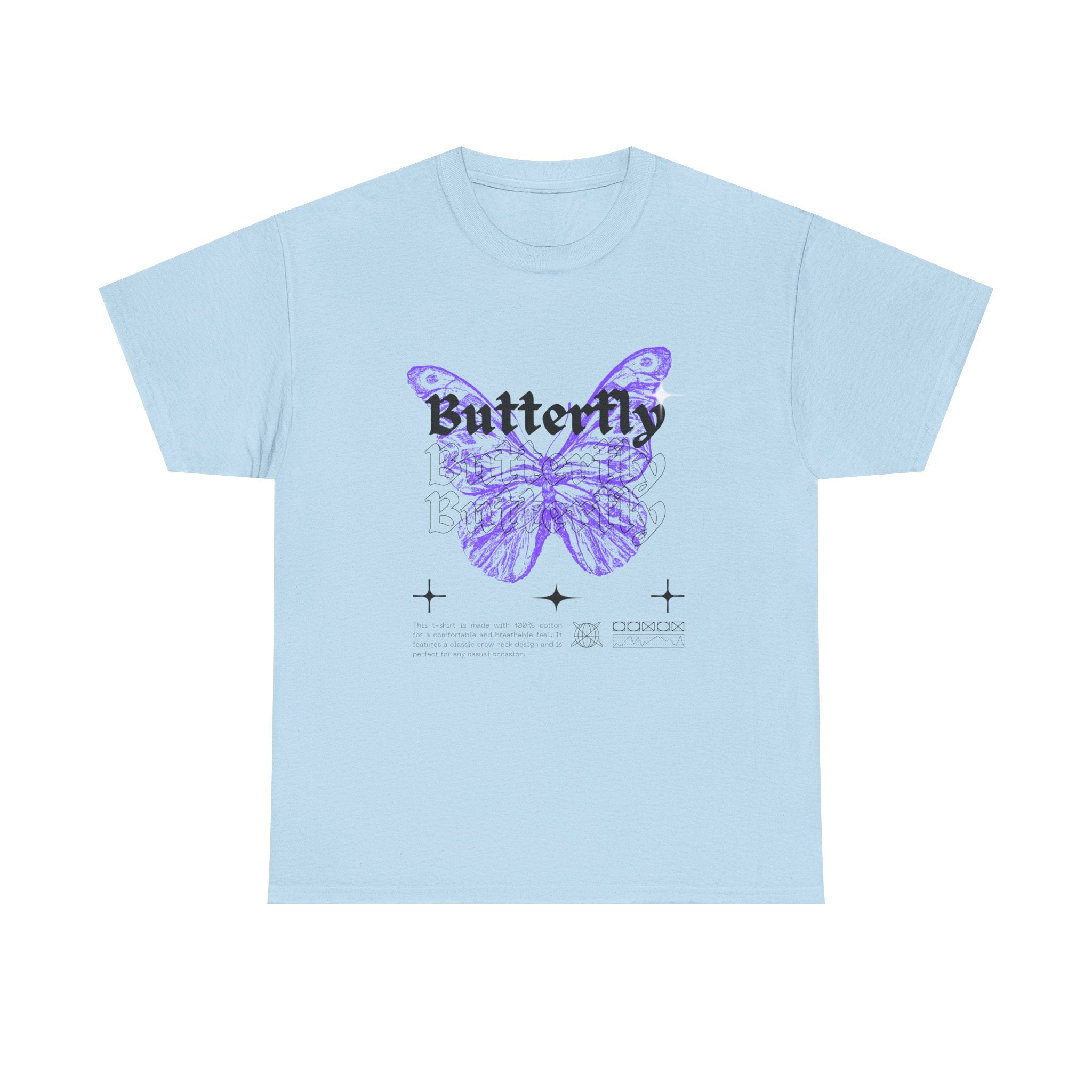 Butterfly Graphic Tee - Unisex Heavy Cotton T-Shirt, Nature Lover Gift, Casual Streetwear, Trendy Outfit, Spring Fashion