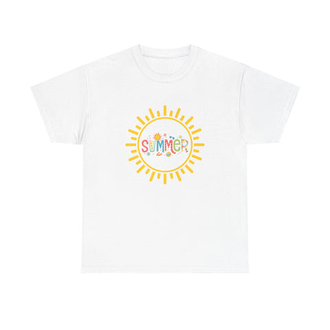 Summer Vibes Unisex Heavy Cotton Tee, Casual Summer Shirt, Retro Sunshine Tee
