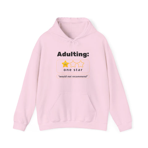 Funny Adulting Sweatshirt: Dark Humor Hoodie for Graduates, Gift for Birthdays, Minimalist Style, Review Themed Apparel