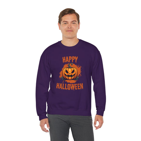 Halloween Pumpkin Crewneck Sweatshirt, Cozy Fall Sweater for Halloween, Unisex Sweatshirt, October Celebration Apparel
