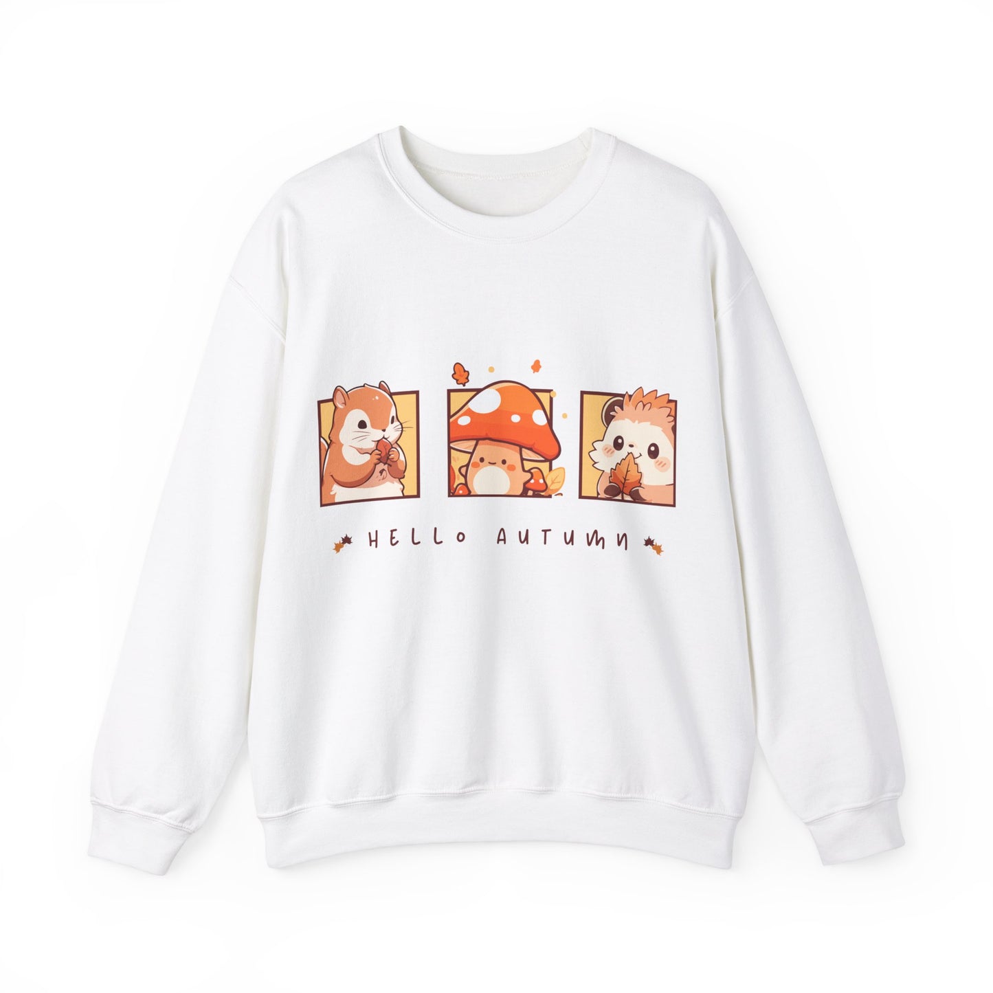 Cozy Autumn Illustration Sweatshirt, Fall Fashion, Unisex Crewneck, Perfect for Pumpkin Spice Season, Gifts for Nature Lovers, Hello Autumn