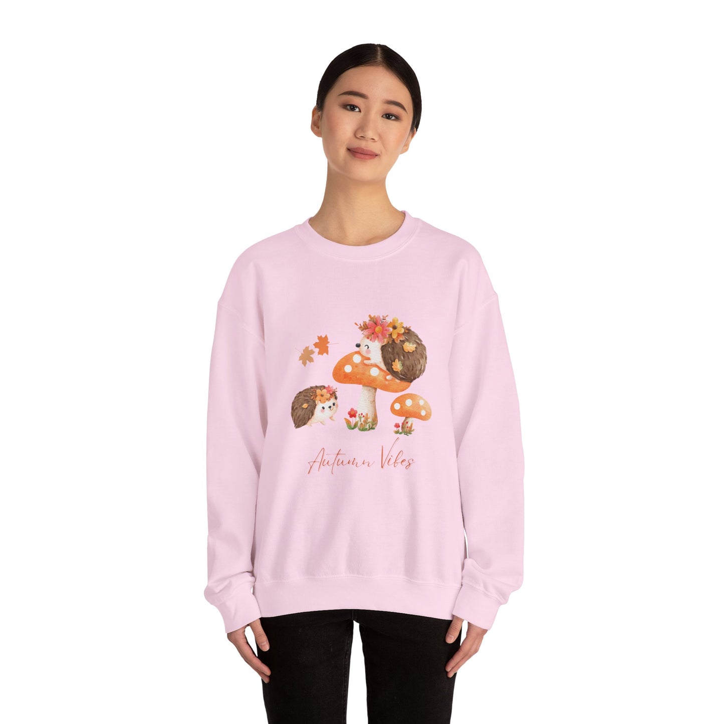 Autumn Vibes Unisex Crewneck Sweatshirt, Cozy Fall Sweater, Hedgehog Design, Perfect Gift for Nature Lovers, Seasonal Apparel, Casual