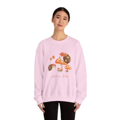 Autumn Vibes Unisex Crewneck Sweatshirt, Cozy Fall Sweater, Hedgehog Design, Perfect Gift for Nature Lovers, Seasonal Apparel, Casual