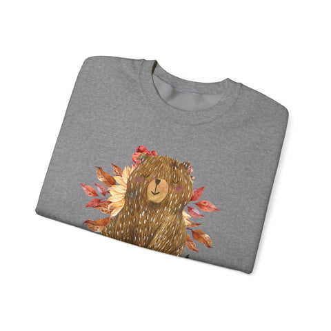 Cozy Bear Sweatshirt for Autumn, Unisex Crewneck with Fall Vibes, Ideal for Thanksgiving, Casual Wear