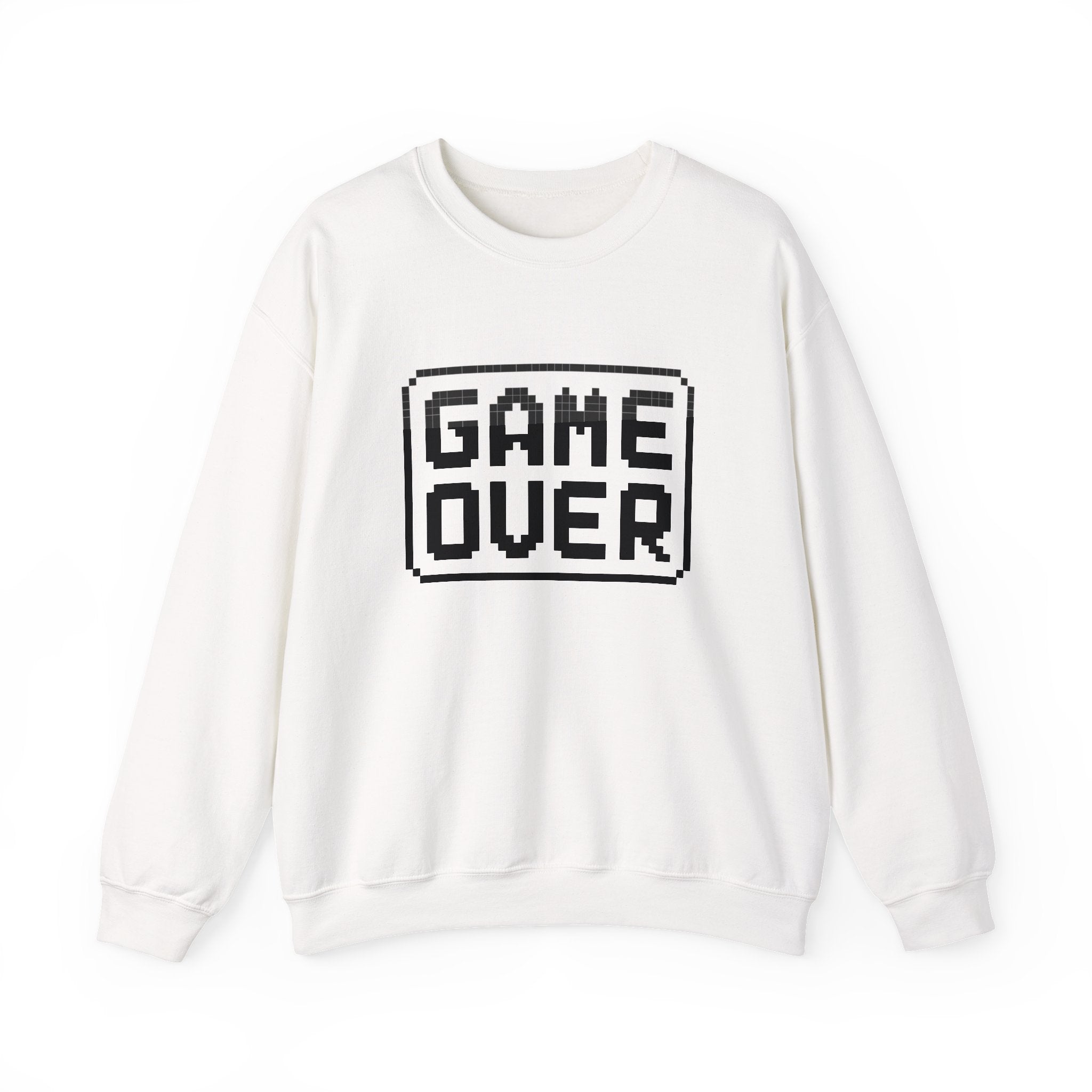 Pixel Art Game Over Sweatshirt, Retro Gaming Sweater, Cozy Unisex Pullover, Perfect Gift for Gamers, Versatile Casual Wear
